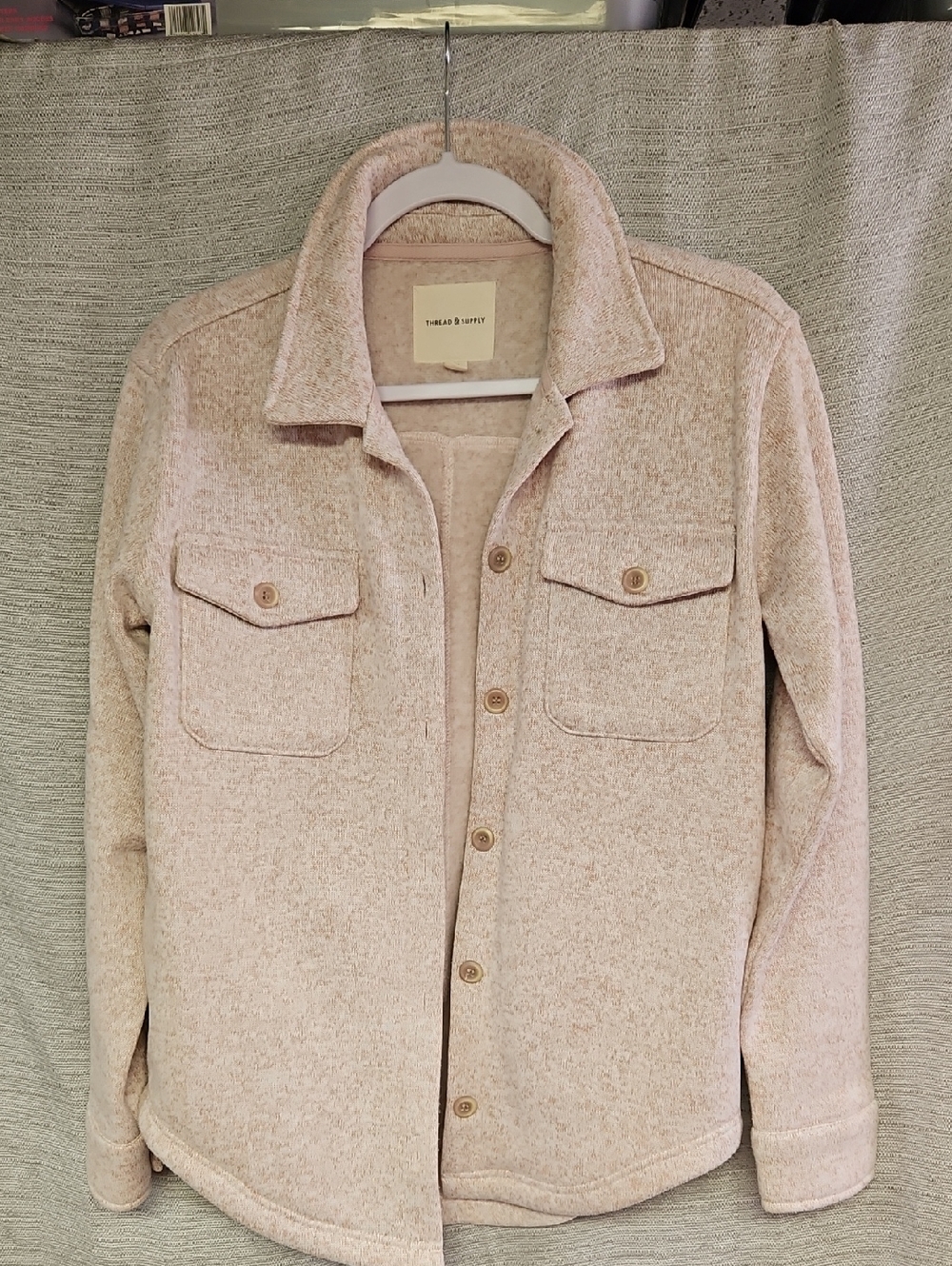 Thread & Supply Plush Button-Up Jacket in Blush Pink